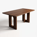 Rectangular Walnut Dining Table, Hollow Cutout Leg Solid Wood Dinner Table, Modern Minimalist Wooden Dining Table for 6 People