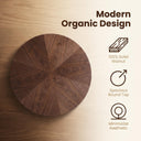 Round Solid Wood Coffee Table, Modern Low Profile Cylinder Base Center Table, Walnut Finish Circular Accent Table for Living Room Minimalist Home Decor