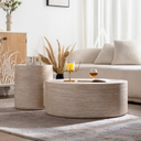 39.37" Round Coffee Table with Mars Pattern for Living Room, Modern Drum Circle Coffee Table for Living Room
