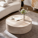 39.37" Round Coffee Table with Mars Pattern for Living Room, Modern Drum Circle Coffee Table for Living Room