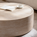 39.37" Round Coffee Table with Mars Pattern for Living Room, Modern Drum Circle Coffee Table for Living Room