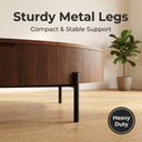 Oval Walnut Lift Top Coffee Table with Hidden Storage, Modern Liftable Wooden Center Table with Black Metal Legs