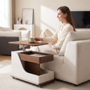 Swivel Adjustable Side Table with Storage Drawer Rolling Mobile C-Shaped End Table for Sofa Bedroom