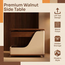 Swivel Adjustable Side Table with Storage Drawer Rolling Mobile C-Shaped End Table for Sofa Bedroom