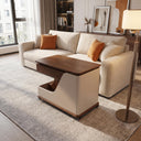 Swivel Adjustable Side Table with Storage Drawer Rolling Mobile C-Shaped End Table for Sofa Bedroom