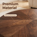 Fluted Round Walnut Coffee Table Curved Textured Solid Wood Side Table for Living Room